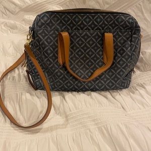 Navy Fossil satchel purse
